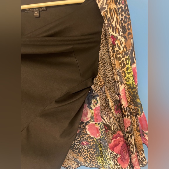 Sara Michelle one piece black shell with animal print floral sheer jacket XL - Picture 5 of 7